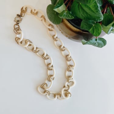 Gold + White Vintage Necklace