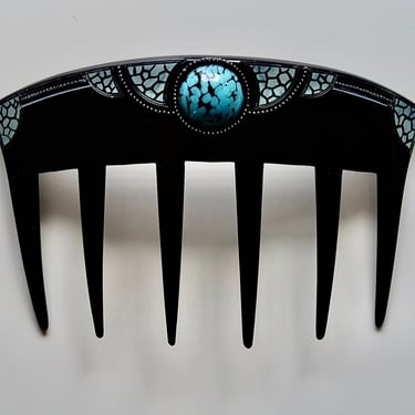 AUGUSTE BONAZ Signed Art Deco Hair Comb, Antique French Celluloid Comb, Gift for Her 