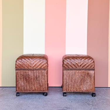 Pair of Cute Woven Storage Stools