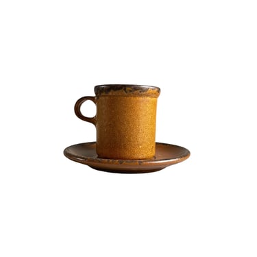 Vintage Brown McCoy Mug and Saucer Set, Stoneware Pottery Coffee Mug, Mesa Brown, No. 1412 