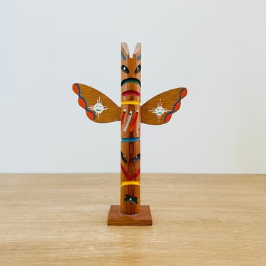 Vintage Native American Wooden Totem Pole Souvenir 