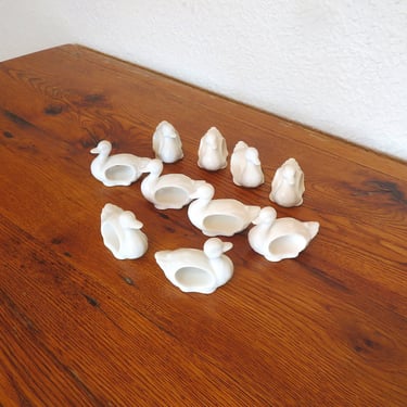 Vintage Porcelain Duck Napkin Rings Set of 10 Shafford Japan 