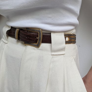 Vintage Embossed & Segmented Leather Belt