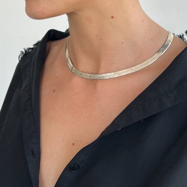 Wide Sterling Silver Herringbone Chain 18"