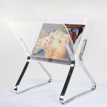 Lucite and Chrome Mag Rack 