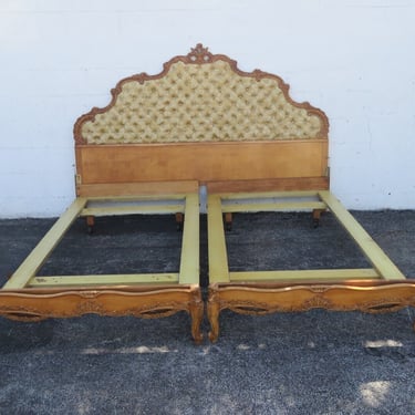 French Early 1900s Carved King Size Upholster Bed 3777