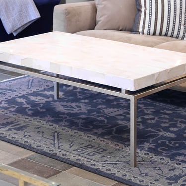 Cream and Silver Rectangular Coffee Table