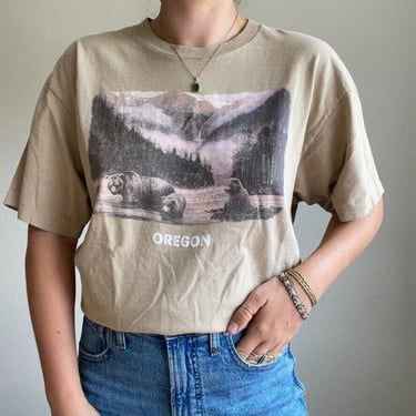 Vintage 90s Anvil Single Stitch Oregon Oversized Graphic Tee Shirt Sz XL 