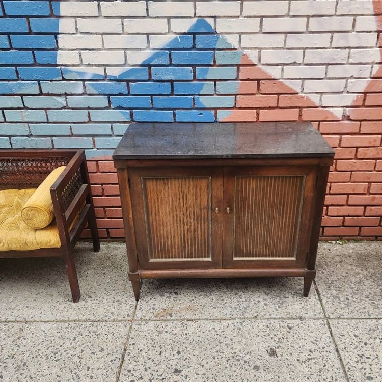 Modern Marble Topped Console. 36x16x32" tall. 3/4" thick marble. Adjustable shelf. 