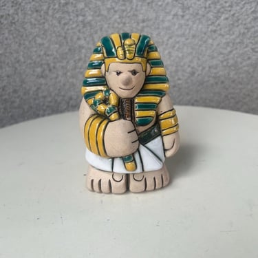 Vintage Launa Art Pottery Egyptian man Figurine 3D Signed made in Uruguay 
