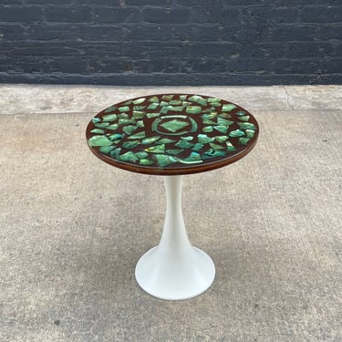 Vintage Mid-Century Modern Tulip Style Side Table with Abalone Stone, c.1960’s 