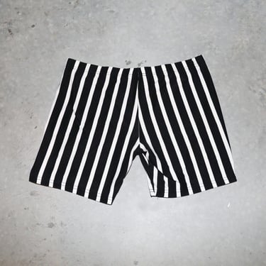 Black White Stripe Biker Shorts Summer Casual Workout Mini Shorts Size Medium 