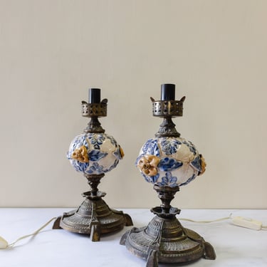 pair of 19th century French faïence table lamps
