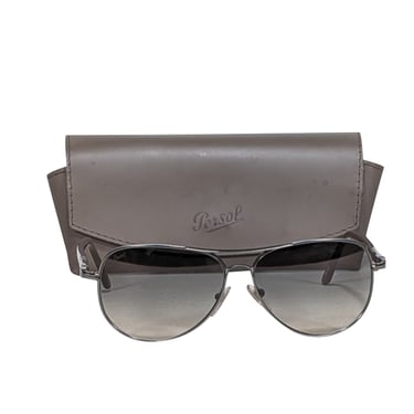 Persol - Grey Gunmetal Aviator Sunglasses