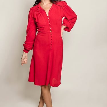 Ossie Clark Red Crepe Dress 