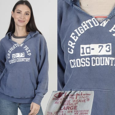 Champion Products Hoody, Reverse Weave Hooded Sweatshirt, Creighton Cross Country Crewneck, Size Large 