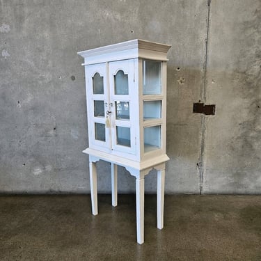 Vintage Locking Wood Cabinet on Stand (w Key)