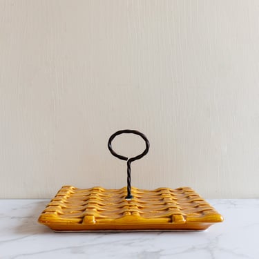 midcentury french vallauris ceramic "woven" cheese board