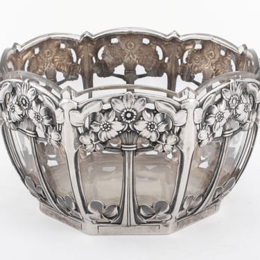 L. Posen Jugendstil Silver and Glass Bowl. ca 1905