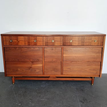 Refinished Mid-Century Modern Walnut Lowboy Dresser 
