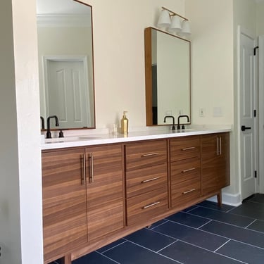 Bathroom Vanity - NEW 96" Hand Built Mid Century Style Double Vanity Cabinet in Walnut -  Free Shipping! 