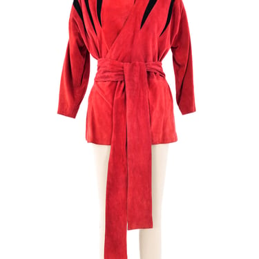 Valentino Red Suede Wrap Jacket