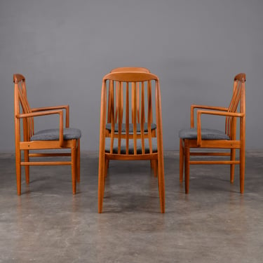 Set of 4 Teak Danish Modern Slat Back Dining Chairs 