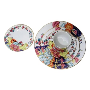 On Hold for MF - Dinner Plates, Cups and Saucers Only - Imperial Leaf China - Tobacco Leaf Pattern - 12 sets 