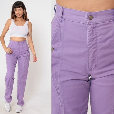 90s Purple High-Waisted Jeans Roper Vintage Denim Straight Leg Pants Embroidered Logo Western Rodeo 1990s Casual Retro Small 4 