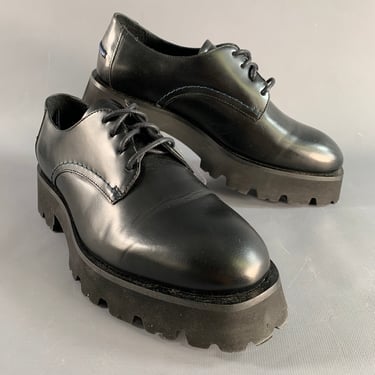 PAUL SMITH Size 8 Black Leather Platform Laces