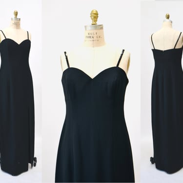 90s Vintage Black Gown Dress Black Long Prom Dress Size Medium// Vintage Black Evening Gown Dress Long Black Party Dress Size Medium 