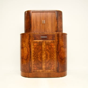 Art Deco Burr Walnut Cocktail Drinks Cabinet