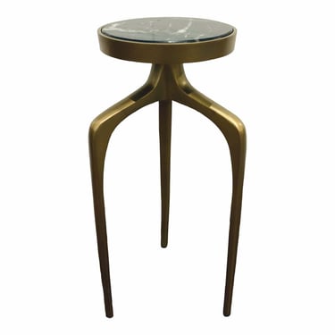 Mod Brass and Black Marble Accent Table