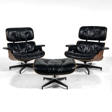 Rare Pair of Early Rosewood Eames Lounge Chairs