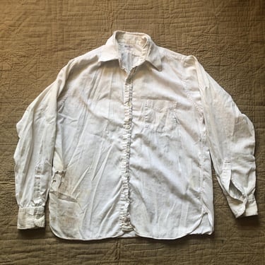 40s Town Topic White Work Shirt Medium 