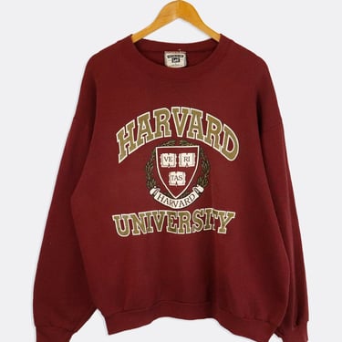 Vintage Harvard University Sparkly Block Lettering Font Circle Vinyl Logo Sweatshirt Sz L