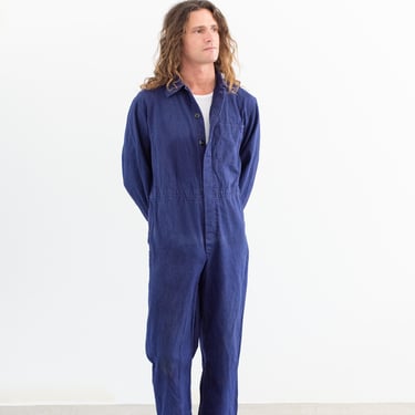 Vintage True Blue Jumpsuit | Unisex Herringbone Twill Cotton Coverall Mechanic Suit Boilersuit Onesie | M | COV21 