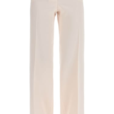 Tom Ford High Waist Wide Leg Pants In Virgin Wool Light Blush Women