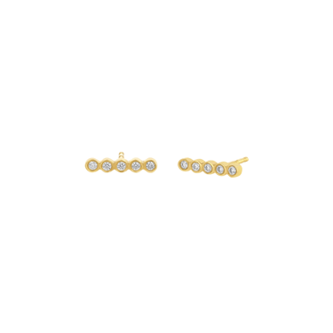 Tiny Bezel Diamond Bar Stud Earrings