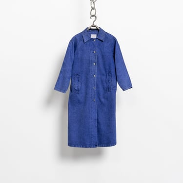 DENIM TRENCH COAT Jean Jacket Oversize Maxi Medium Wash Cobalt Blue Coat / Medium 