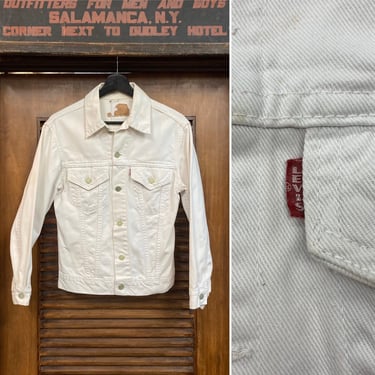 Vintage 1960’s Levi’s Big E White Color Denim Trucker Jacket, 60’s Workwear, Vintage Clothing 