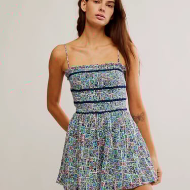 Bali Checked Out Printed Romper in Gardenia Combo