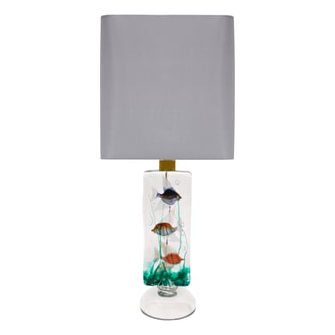 Italian Hand-Blown Glass Aquarium Table Lamp 1950s