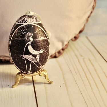 Vintage Pysanka Goose Egg Made In Poland in 1980 Real Scratched Egg Traditional Folk Art Egg One of a Kind Collectible Decor Unique Gift 