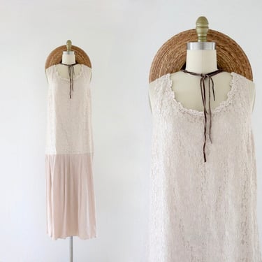 beige lace sack dress 