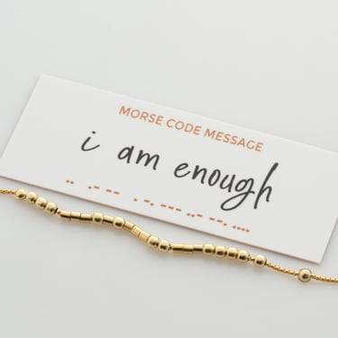 I Am Enough - Hidden Morse Code Message Bracelet, Inspirational Gift, Motivation Jewelry, Encouragement, Reminder Bracelet, Friend Gift 