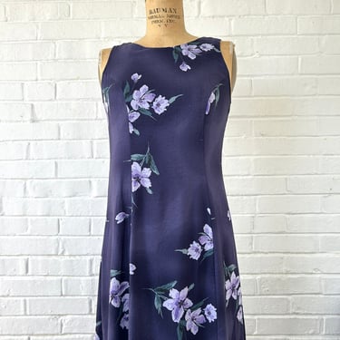 1990's Violet Floral Midi Dress in Size 6/8 