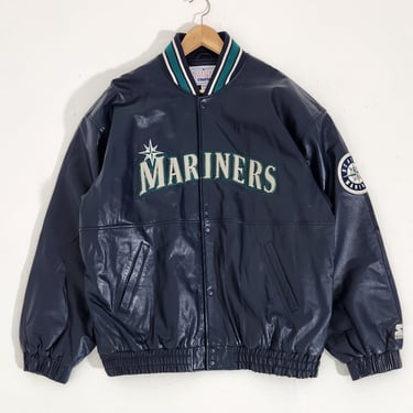 Vintage 1990s STARTER Seattle Mariners Leather Jacket Sz. 2XL
