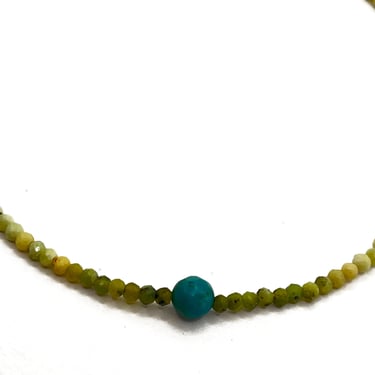 Margaret Solow | Green Opal and Turquoise Bracelet on Silk Cord