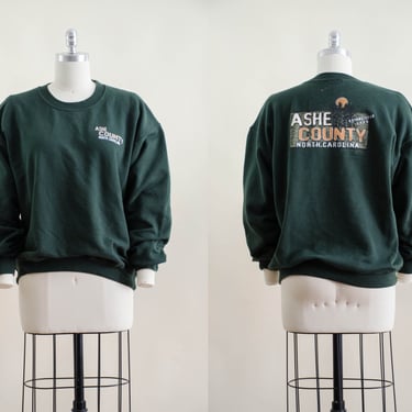 dark green vintage sweatshirt | 90s vintage North Carolina NC Ashe County men's women's unisex sweatshirt 